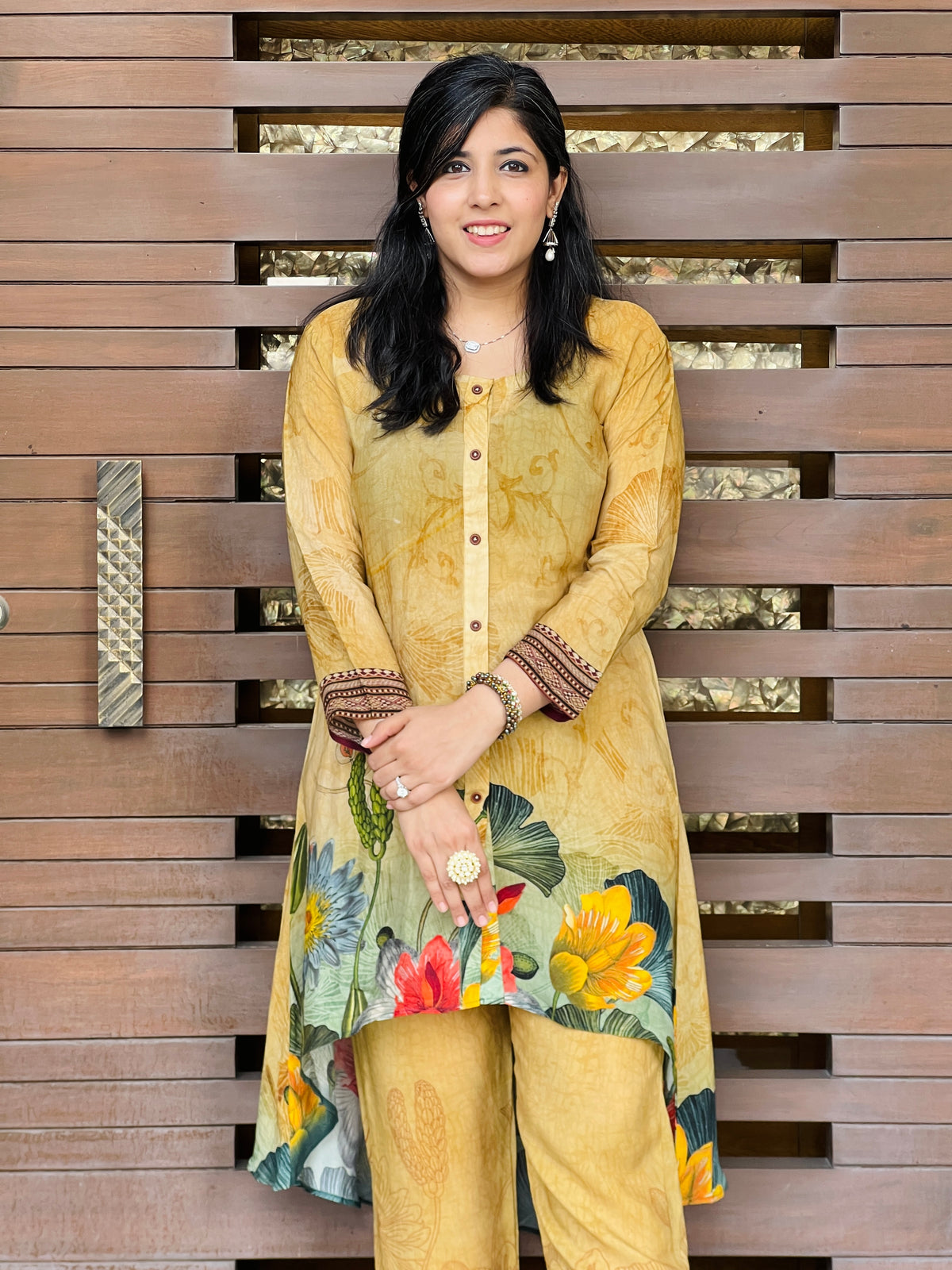 Mustard Pankhuri Co-ord Set-Western-Ekana Label