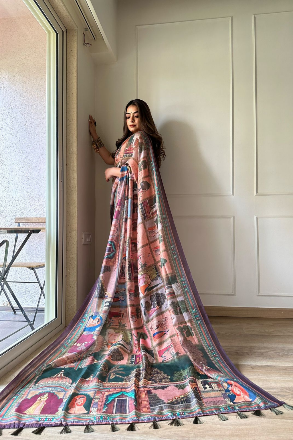 Anaya Mint Blossom Satin Silk Saree