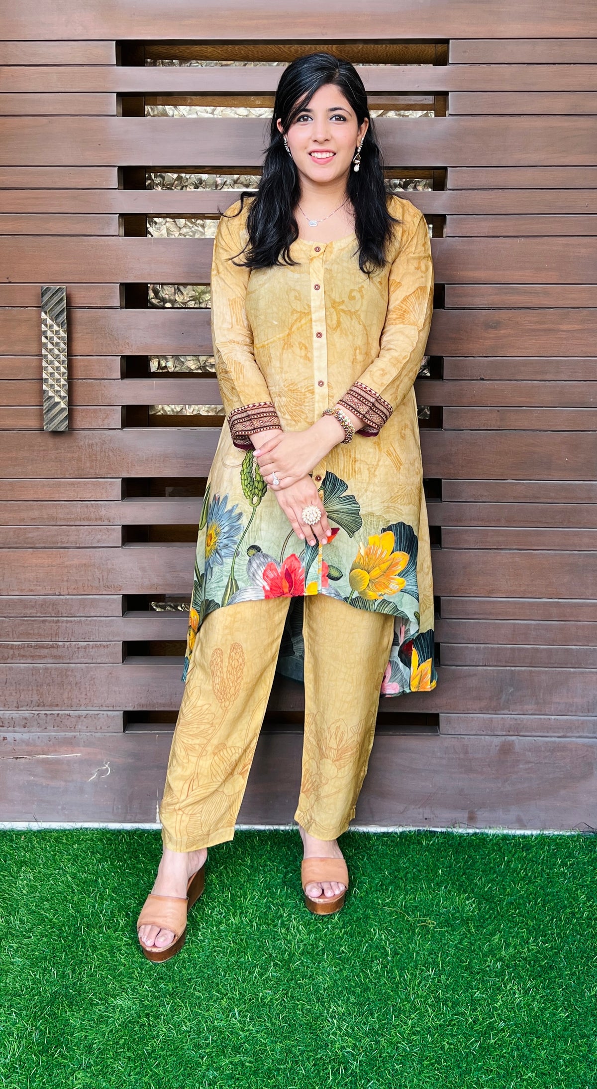 Mustard Pankhuri Co-ord Set-Western-Ekana Label
