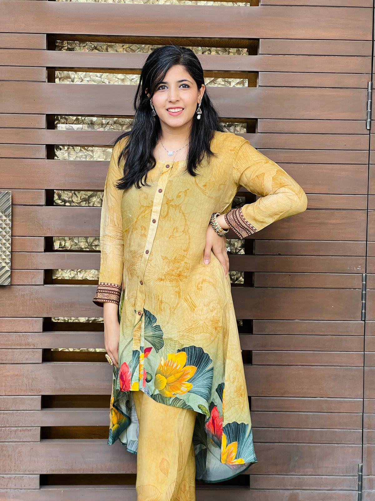 Mustard Pankhuri Co-ord Set-Western-Ekana Label