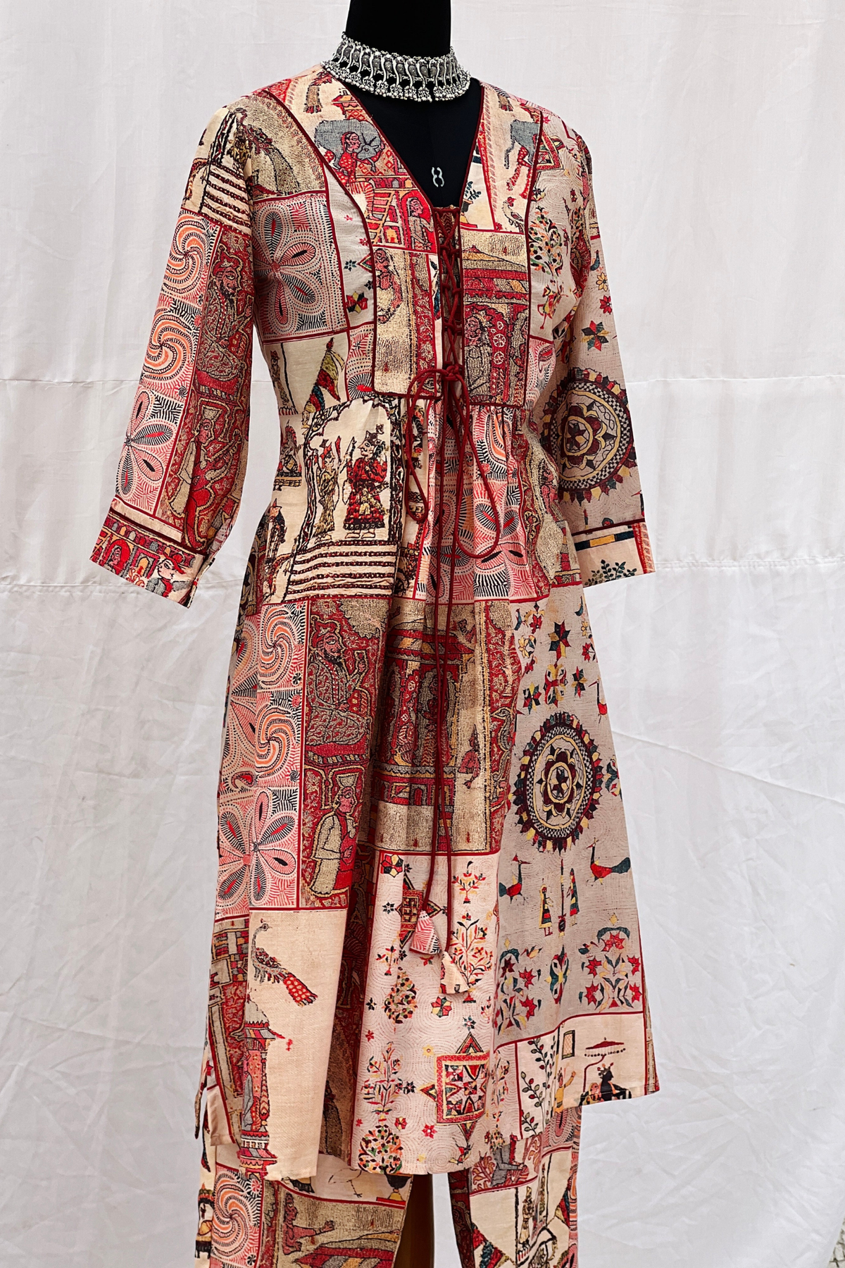 Ayesha Block Print Knot Kurta Set-Western-Ekana Label