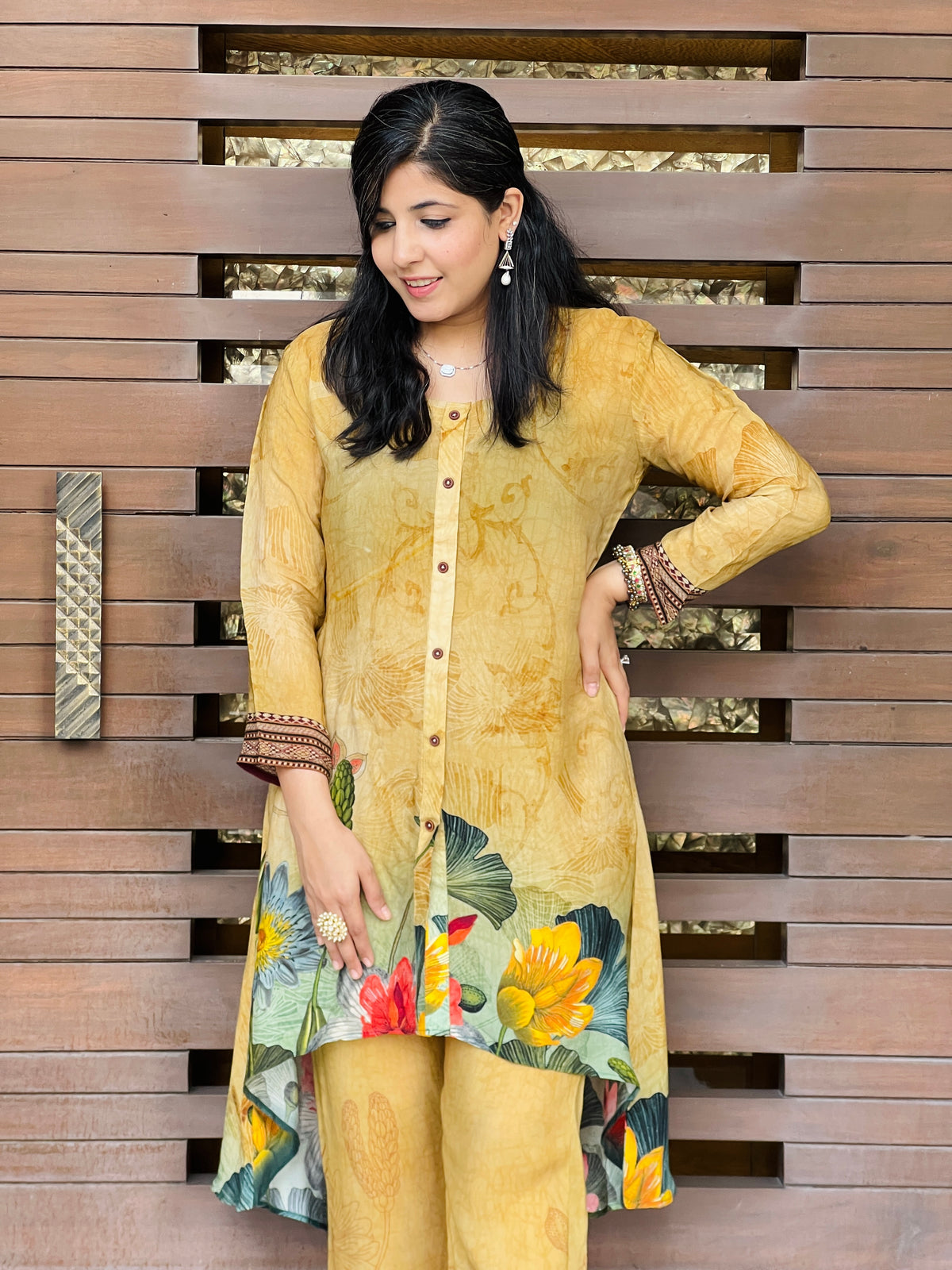 Mustard Pankhuri Co-ord Set-Western-Ekana Label