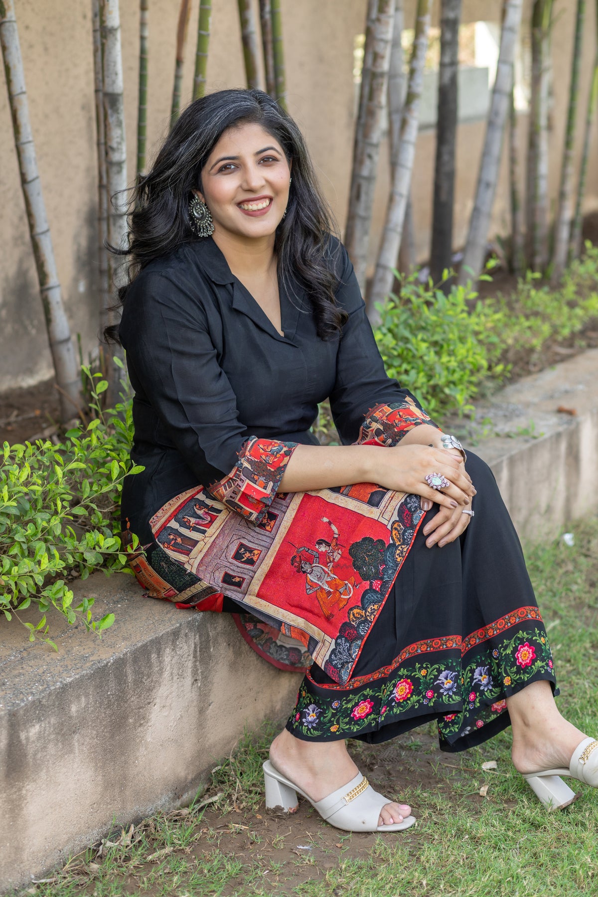 Black Diamond Mughal Collar Co-ord Set-Clothing-Ekana Label