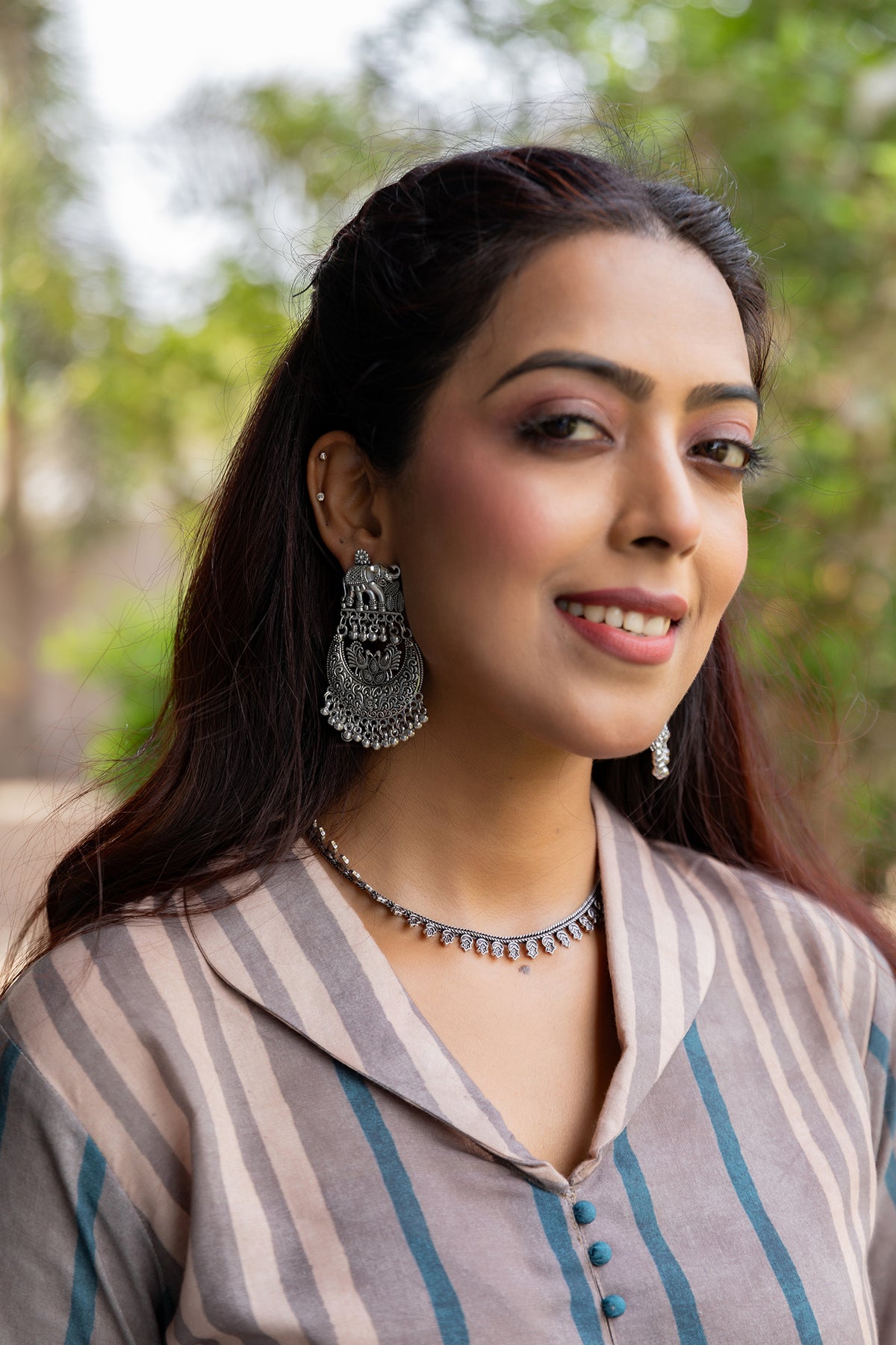 Meera Kalamkari Collar Kurta Set-Kurta Set-Ekana Label