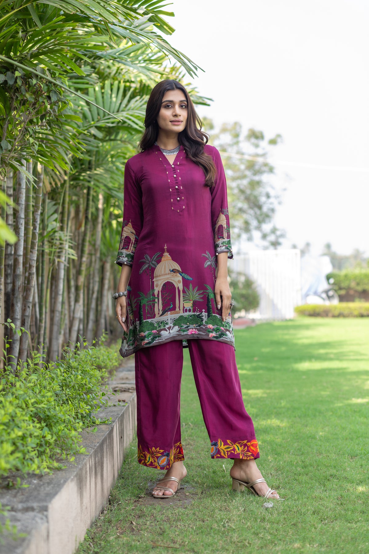Fara Handworked Deep Pink Co-ord Set-Ekana Label