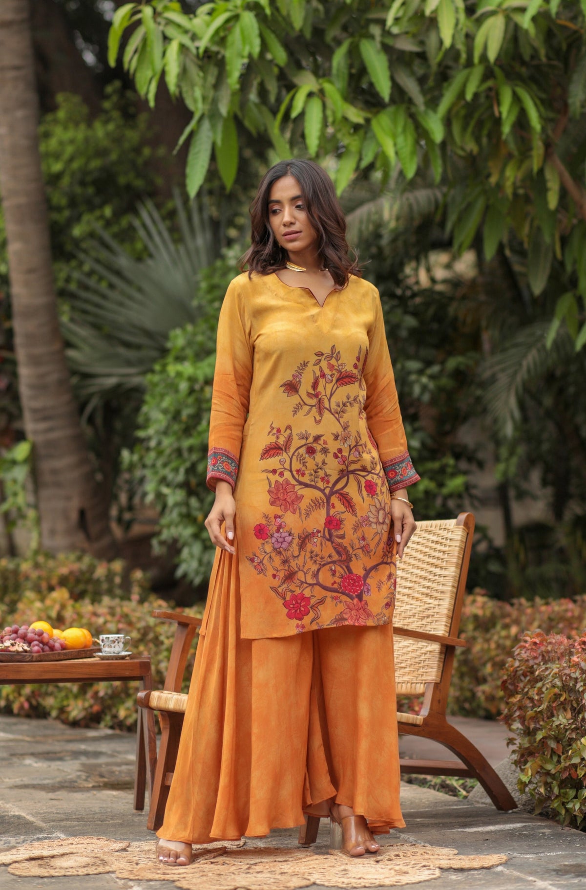 Yellow Life Of Tree Palazzo Set-Western-Ekana Label