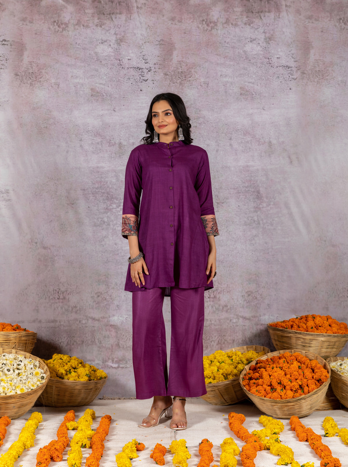 Dreamy Amethyst Peacock Grace Co-ord Set-Co-ord Set-Ekana Label
