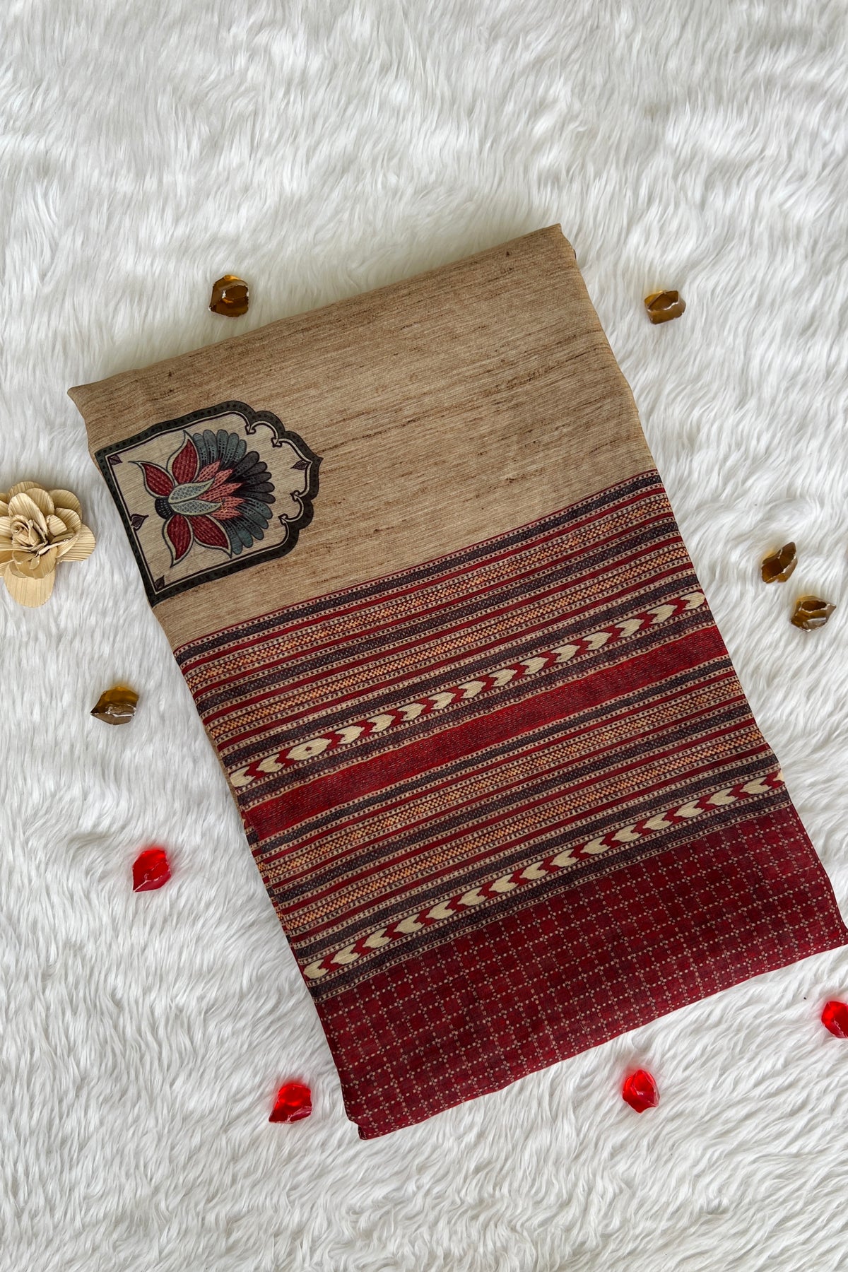 Gulnaar Beige Saree