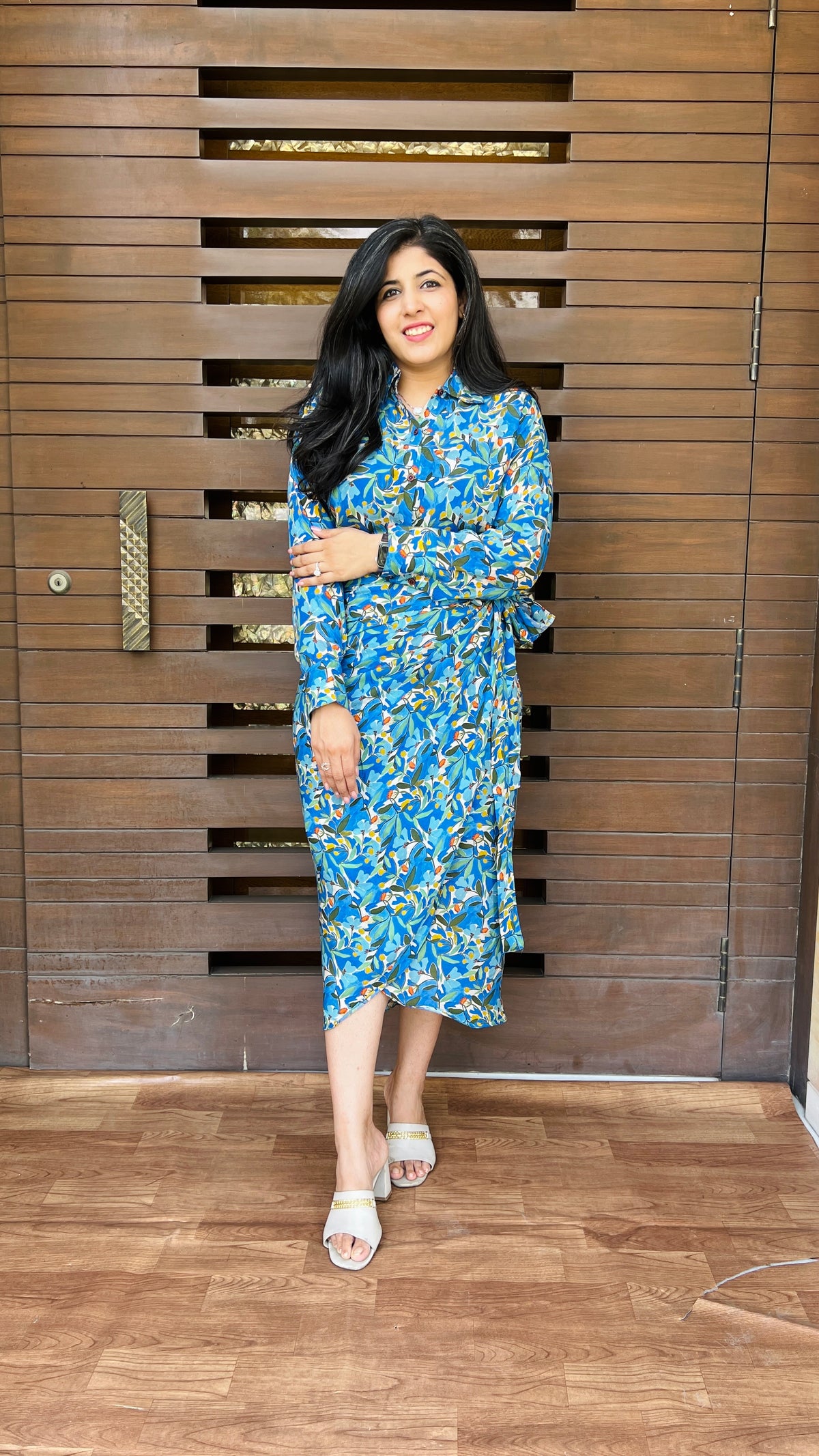 Abigail Ocean Blue Wrap-around Skirt Dress-Dresses-Ekana Label