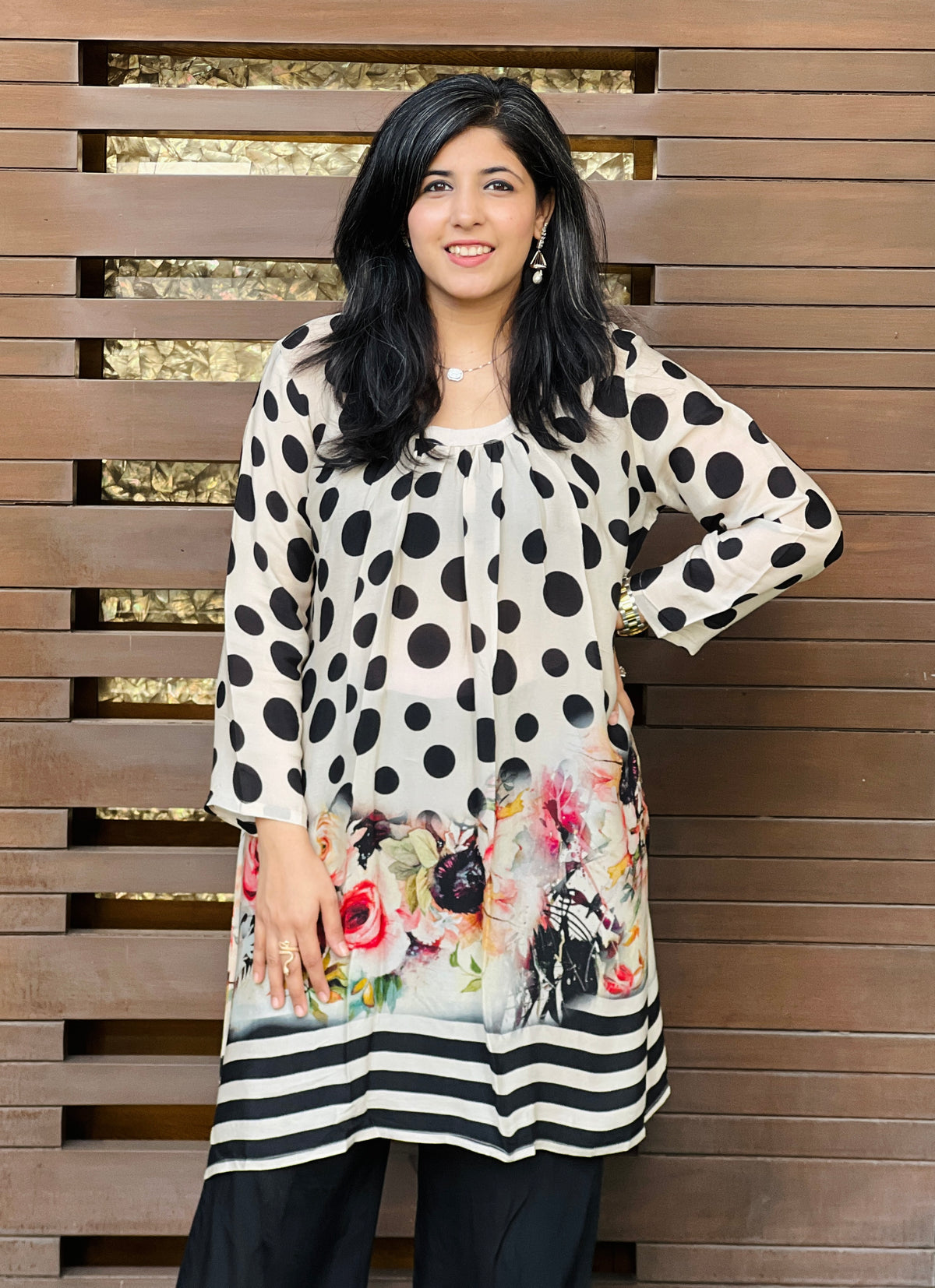 Polka Dots Floral Co-ord Set-Western-Ekana Label