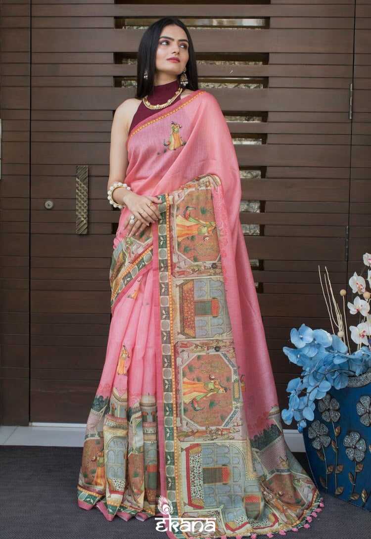 Punch Pink Jharokha saree-Saree-Ekana Label