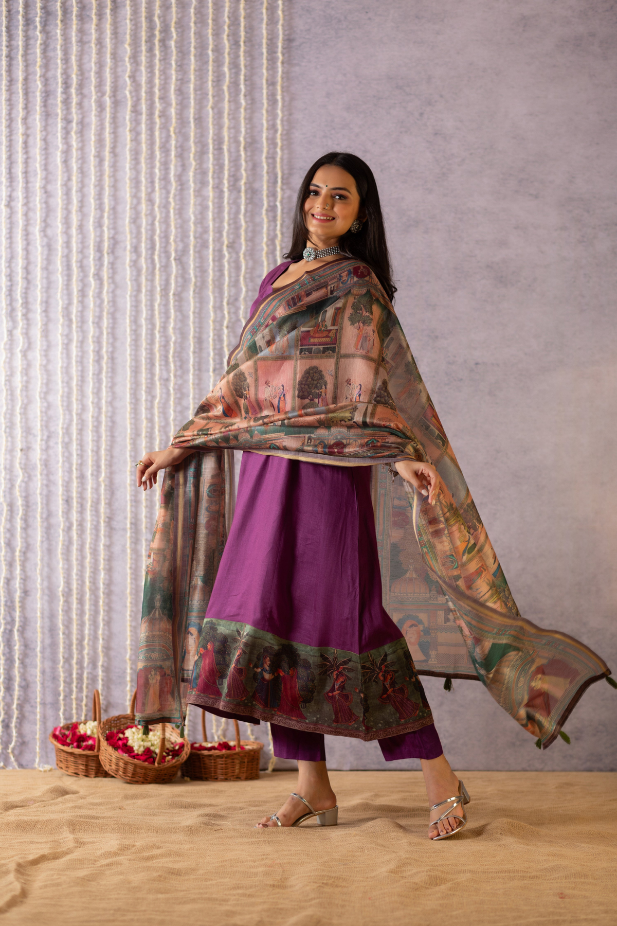 Amora Purple Mughal Charm Suit Set-Suit Set-Ekana Label