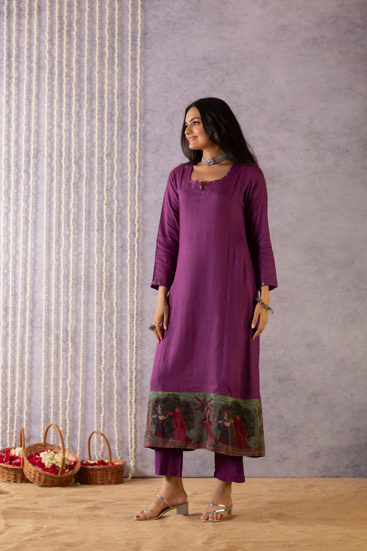 Amora Purple Mughal Charm Suit Set-Suit Set-Ekana Label