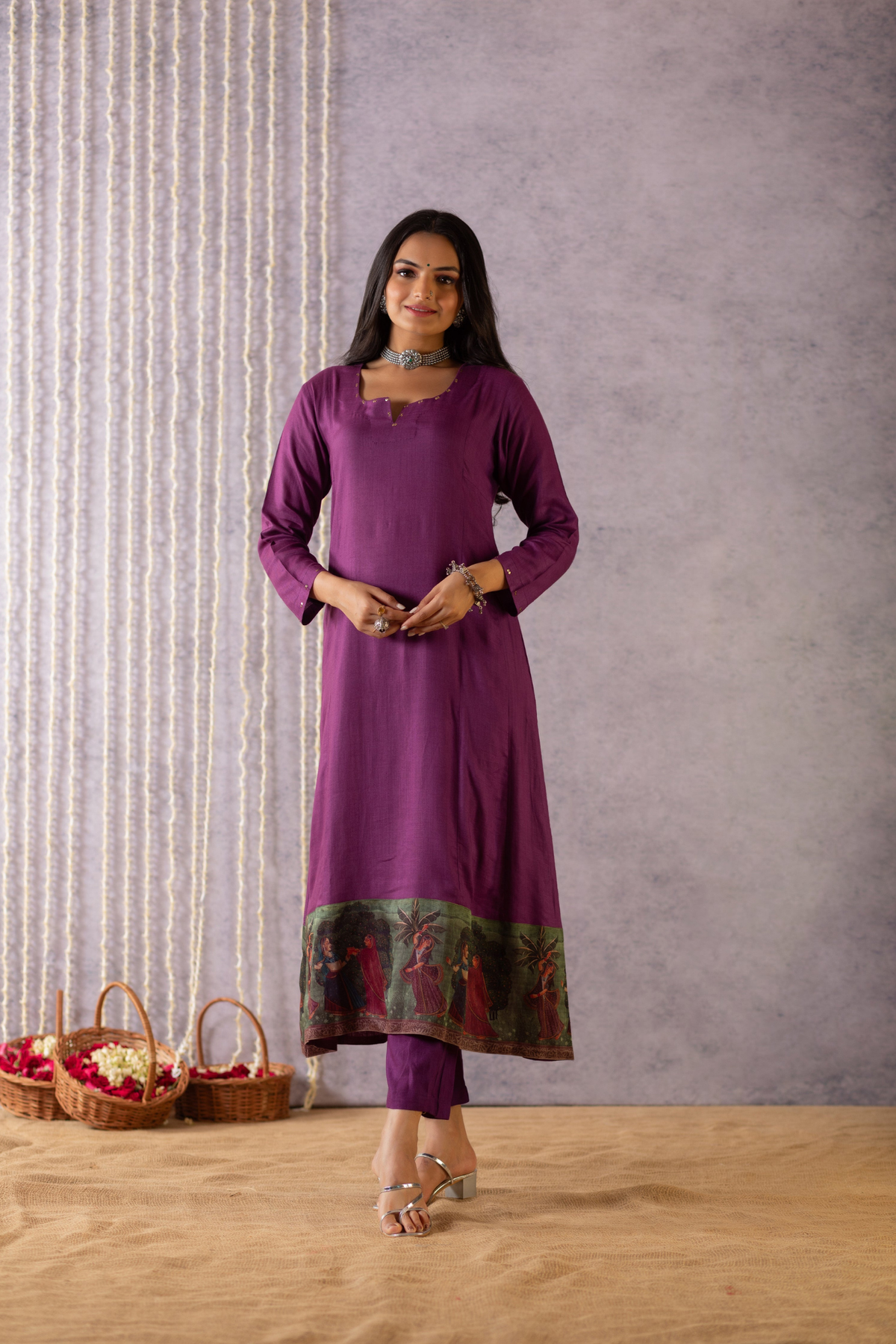 Amora Purple Mughal Charm Suit Set-Suit Set-Ekana Label