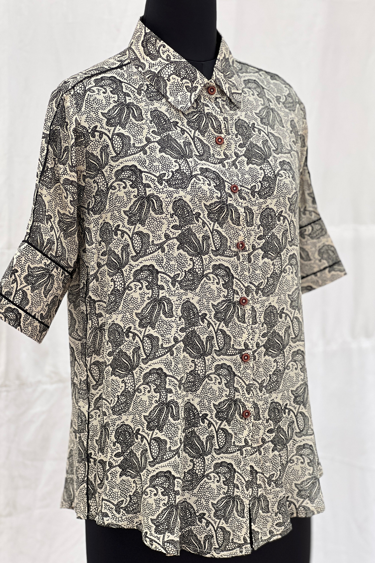 Monochrome Kalamkari Shirt-shirts-Ekana Label