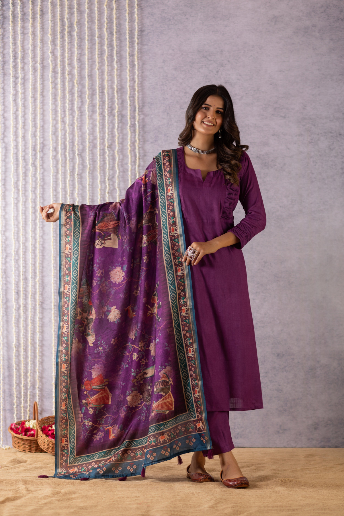 Aviana Purple Dupatta-Dupatta-Ekana Label