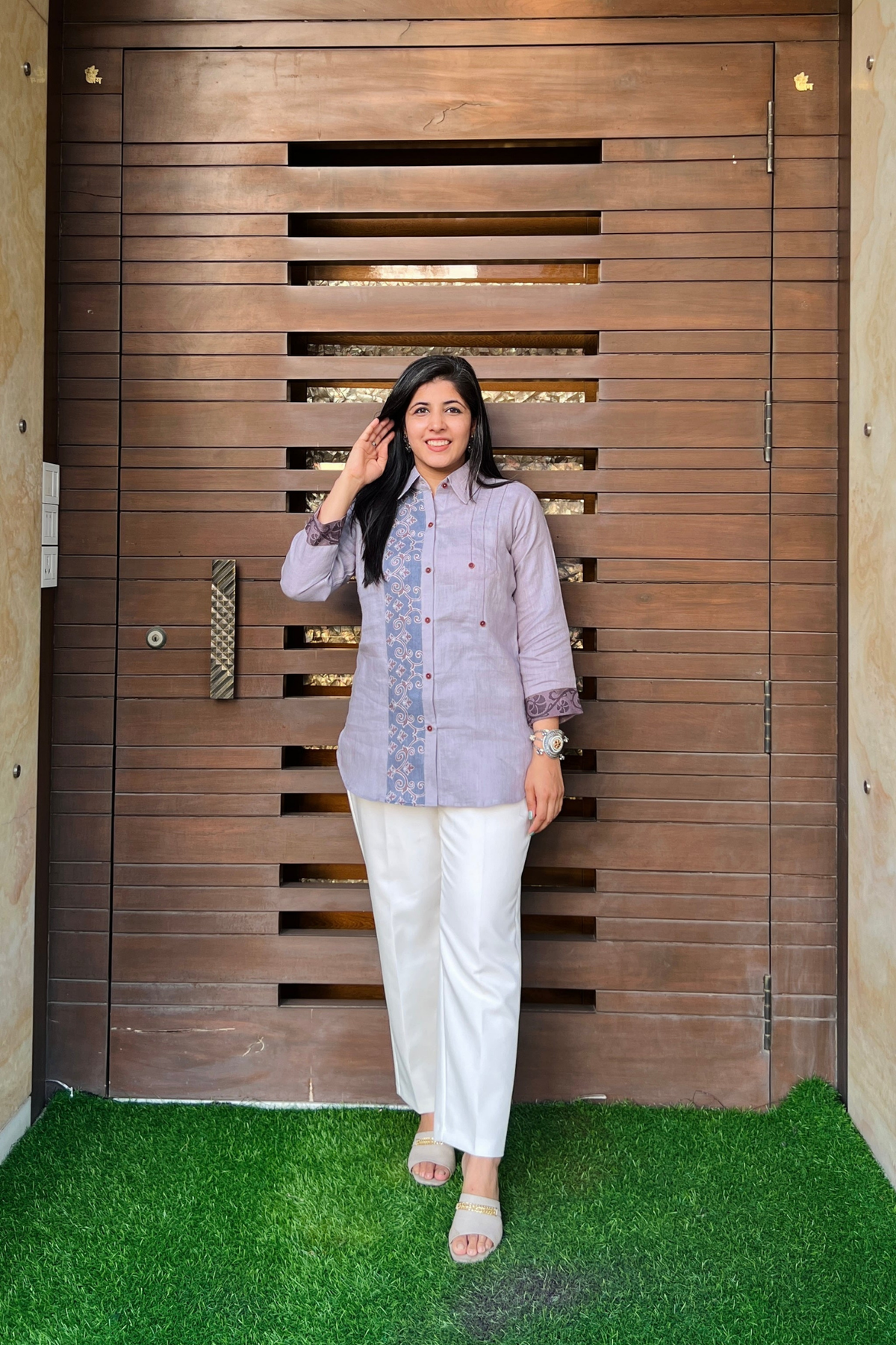 Moonlit Kalamkari Linen Shirt-shirts-Ekana Label