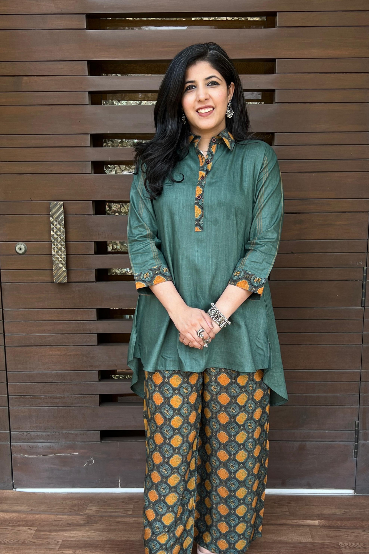 Verde Vista Ajrakh Print Set-Ekana Label