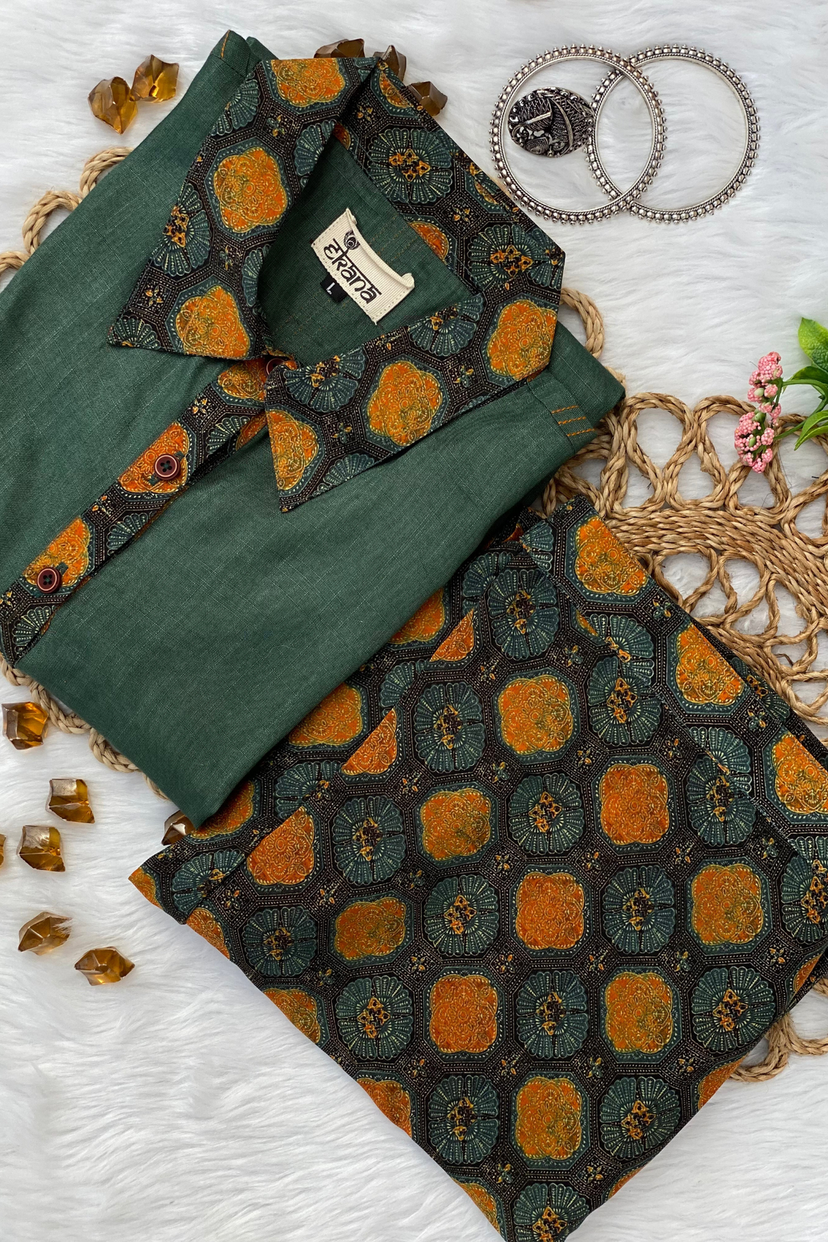 Verde Vista Ajrakh Print Set-Ekana Label
