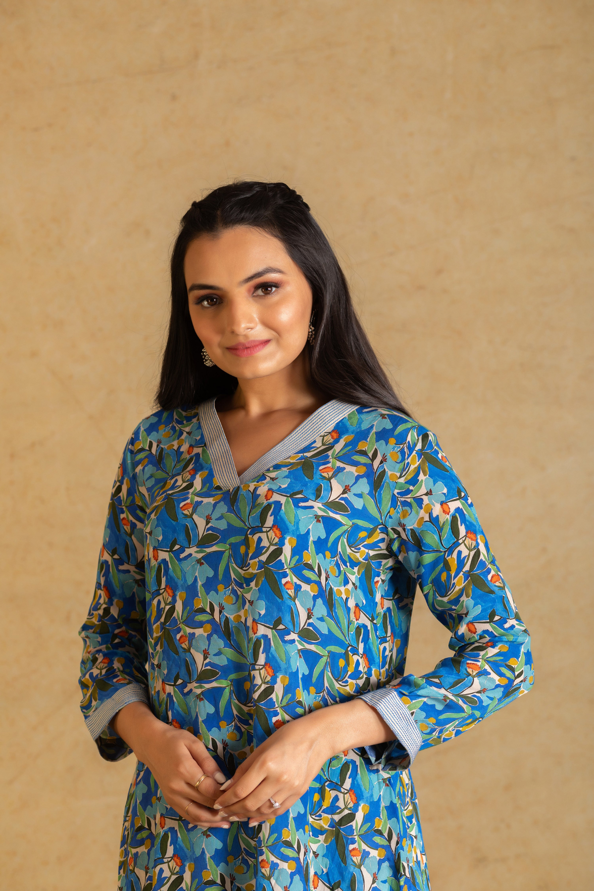 Alora Chic V-Neck Floral Top with Pant-Co-ord Set-Ekana Label