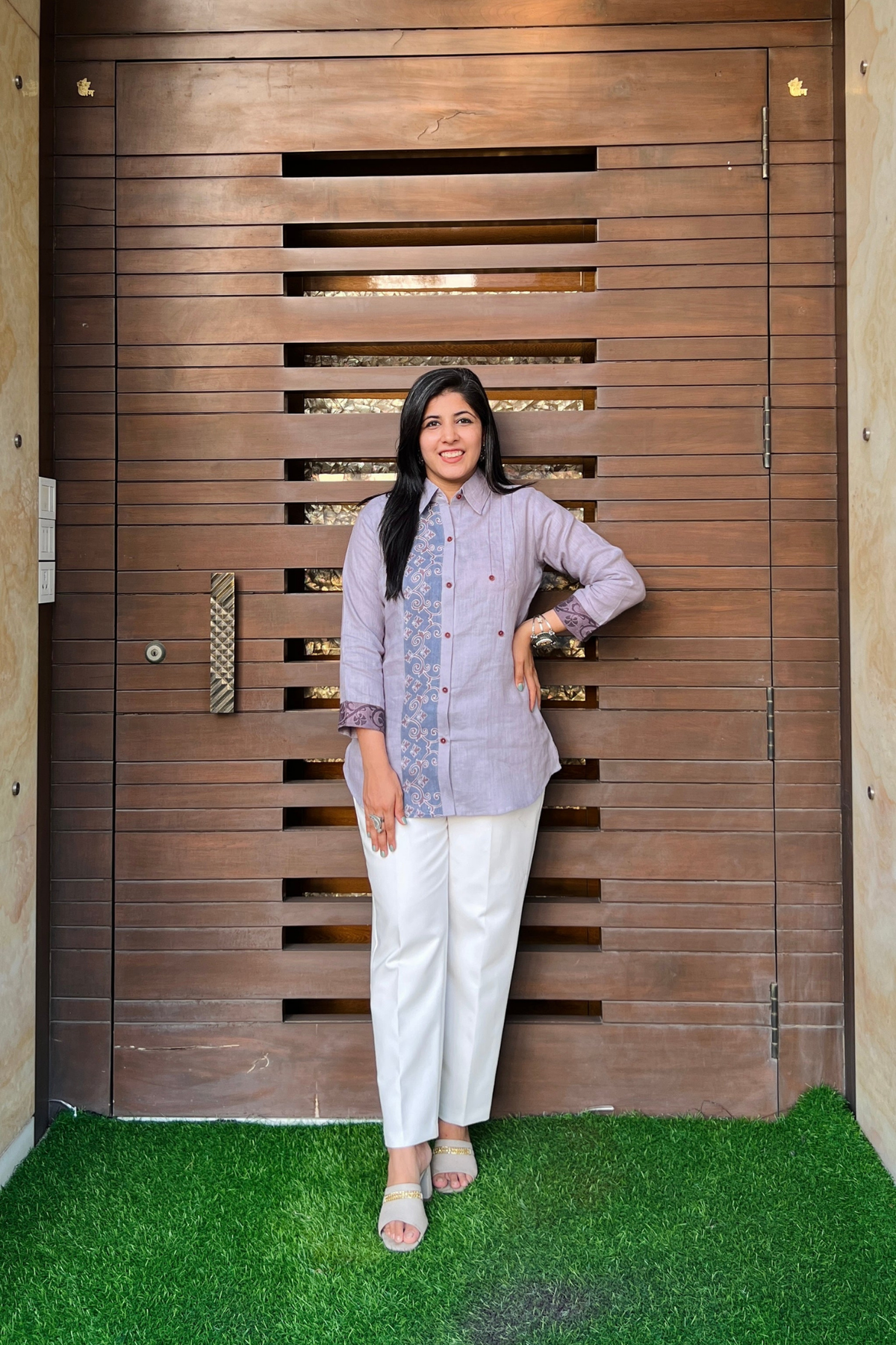 Moonlit Kalamkari Linen Shirt-shirts-Ekana Label
