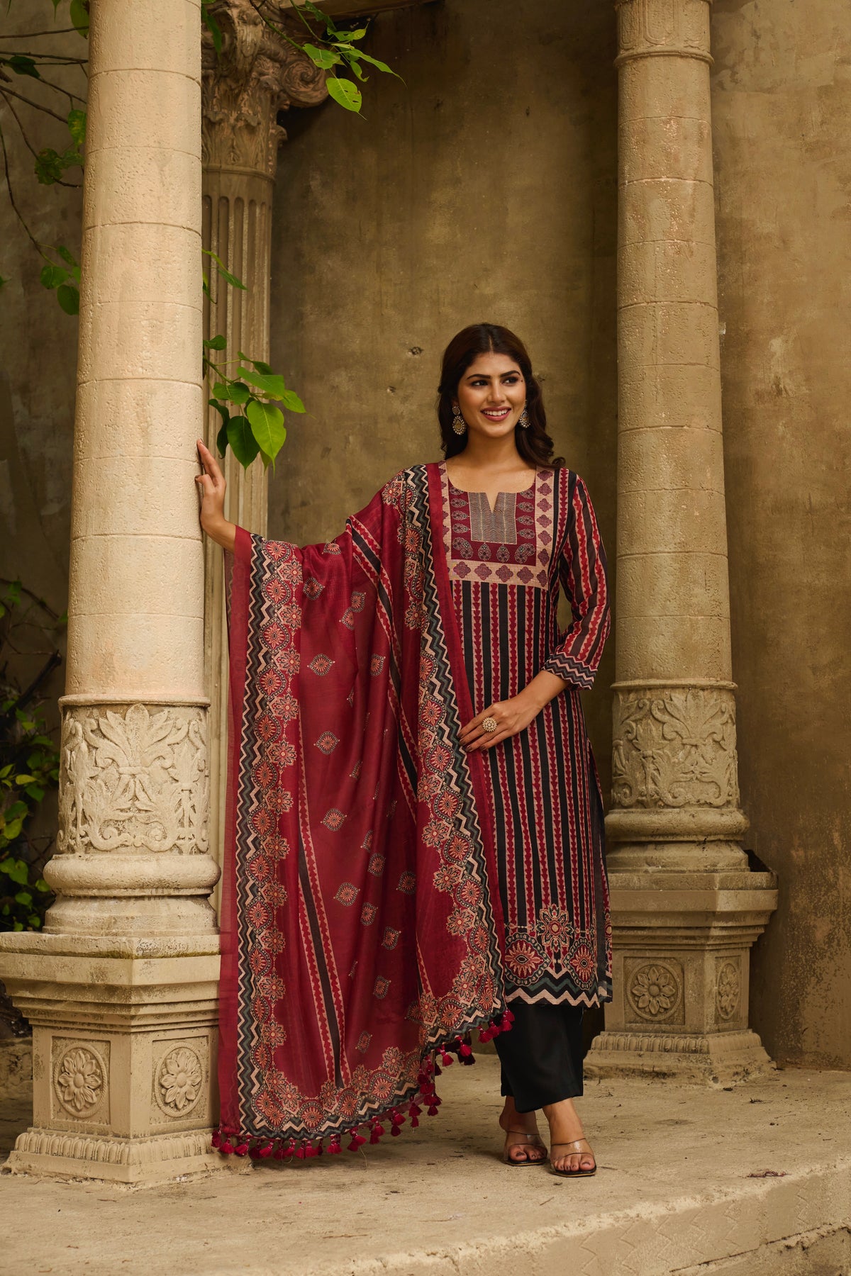 Gulaal Garnet Suit Set Sale