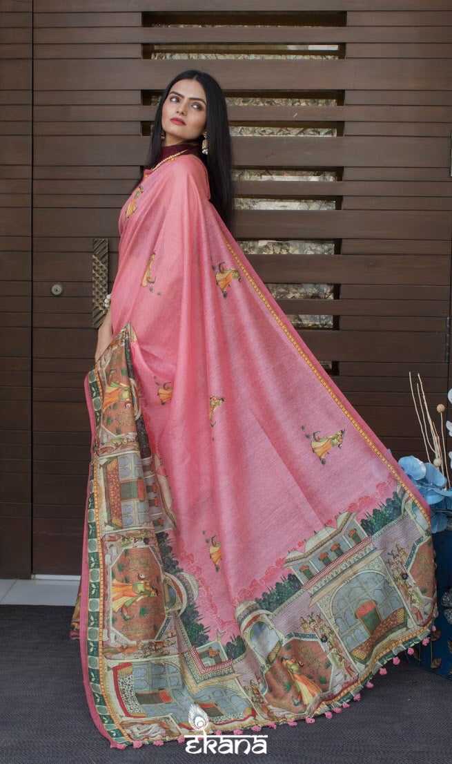 Punch Pink Jharokha saree-Saree-Ekana Label