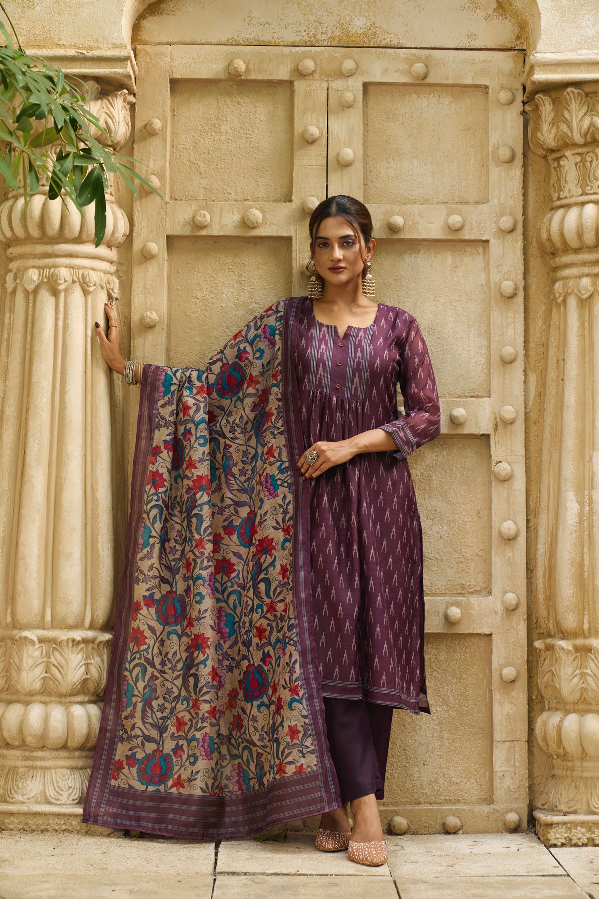 Fiza Ikkat Kalamkari Suit Set