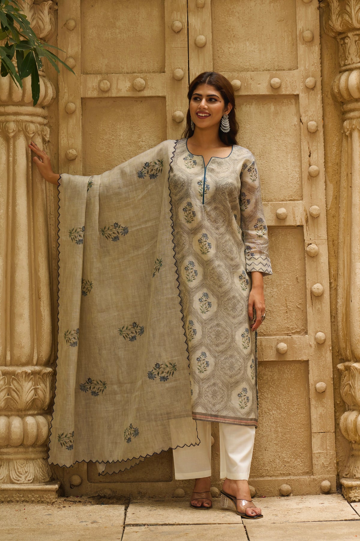Ivory Grey Suit Set Sale