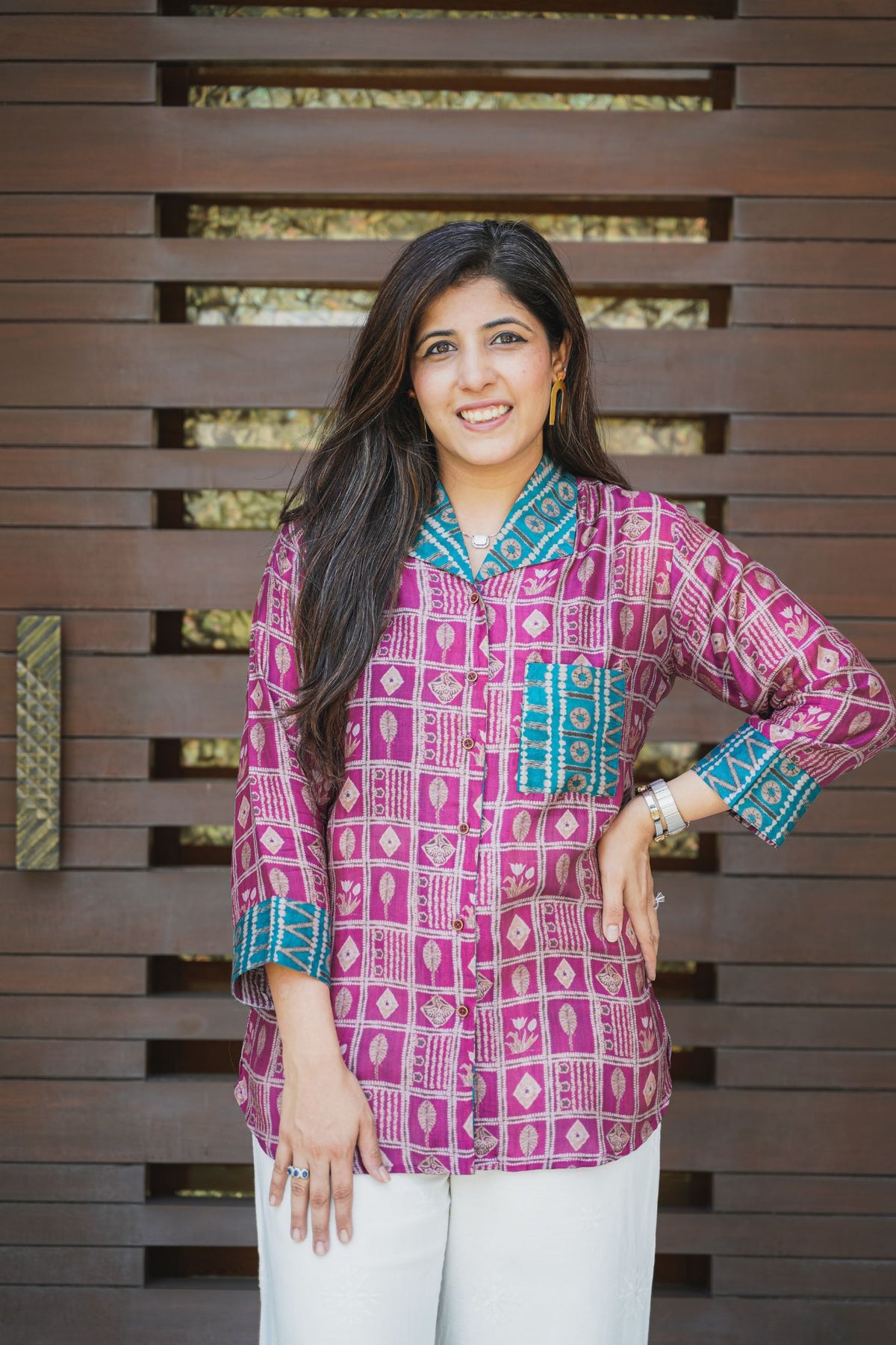 Royal Block Print Muslin Shirt