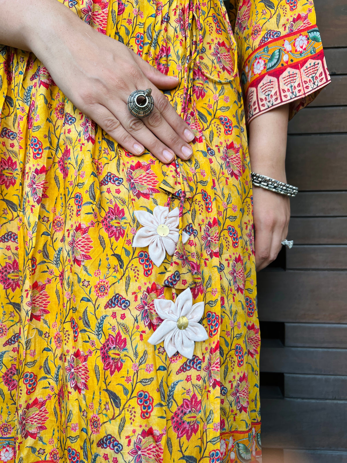 Yellow Angrakha Floral Co-ord Set-Western-Ekana Label