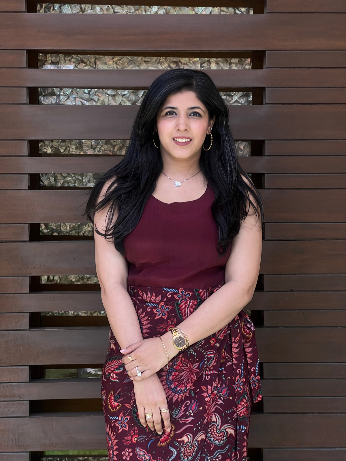 Floral Marsala Wrap Skirt and Shrug-Ekana Label