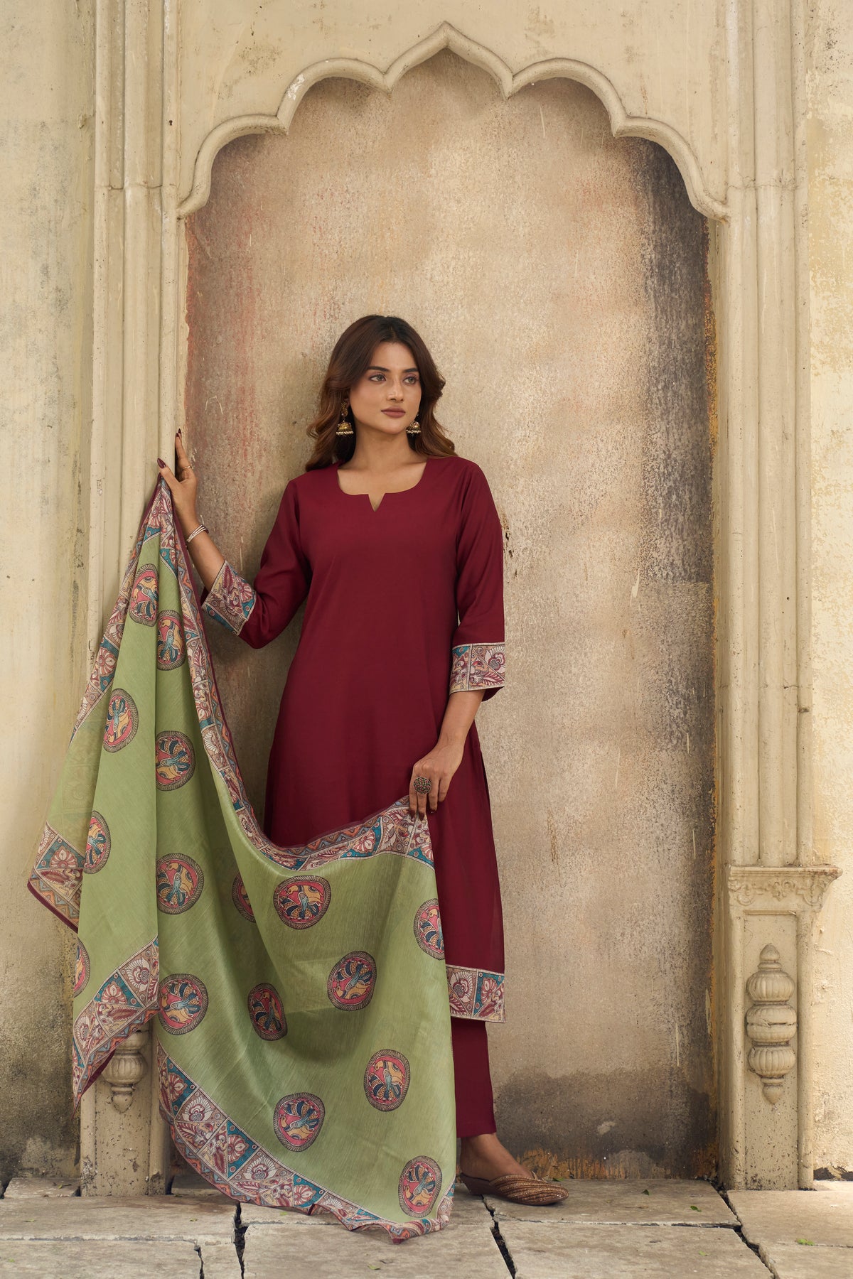 Madhubani Maroon Suit Set