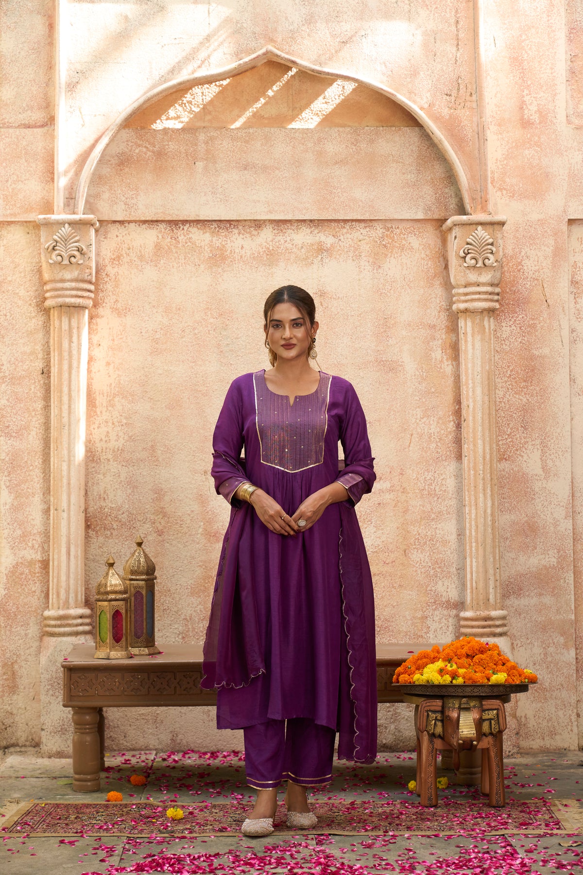 Purple Poetry Dola Silk Suit Set