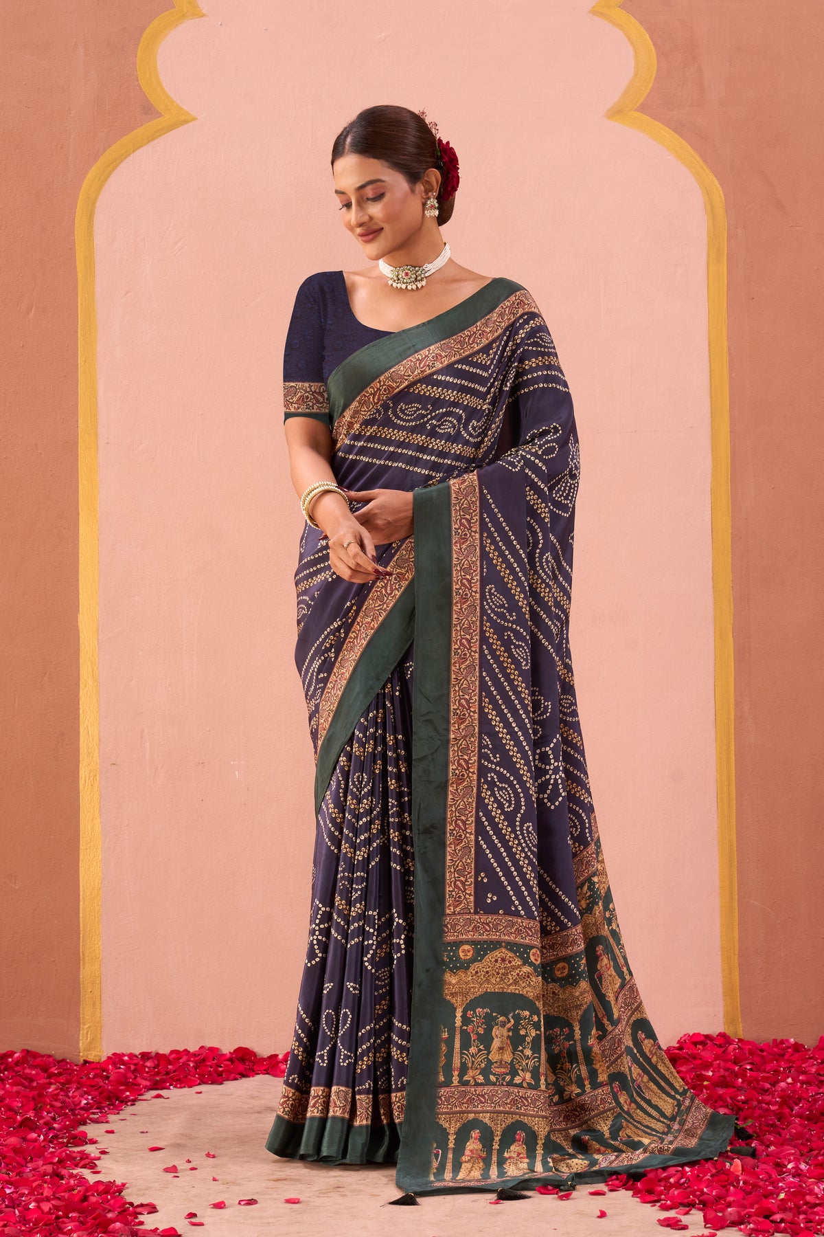 Neel Kamal Bandhani Saree