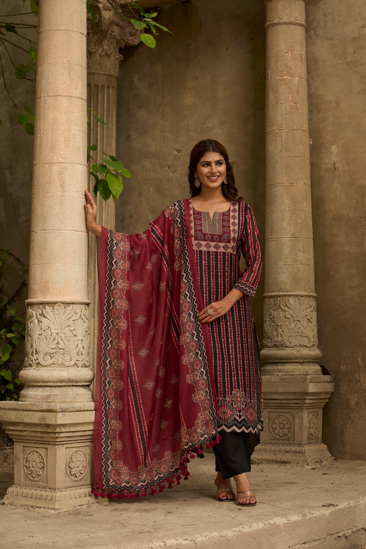 Gulaal Garnet Suit Set Sale