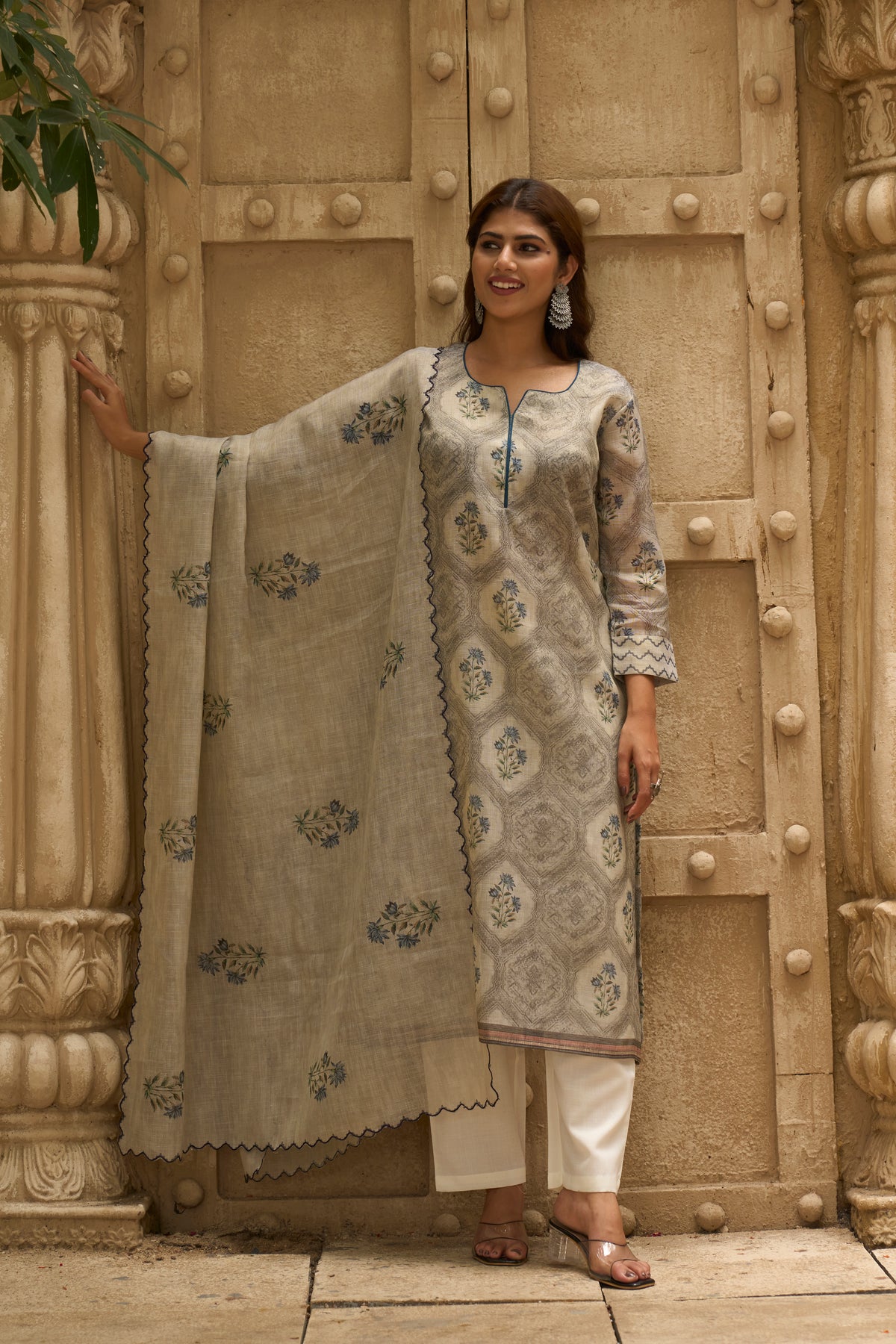 Ivory Grey Suit Set Sale