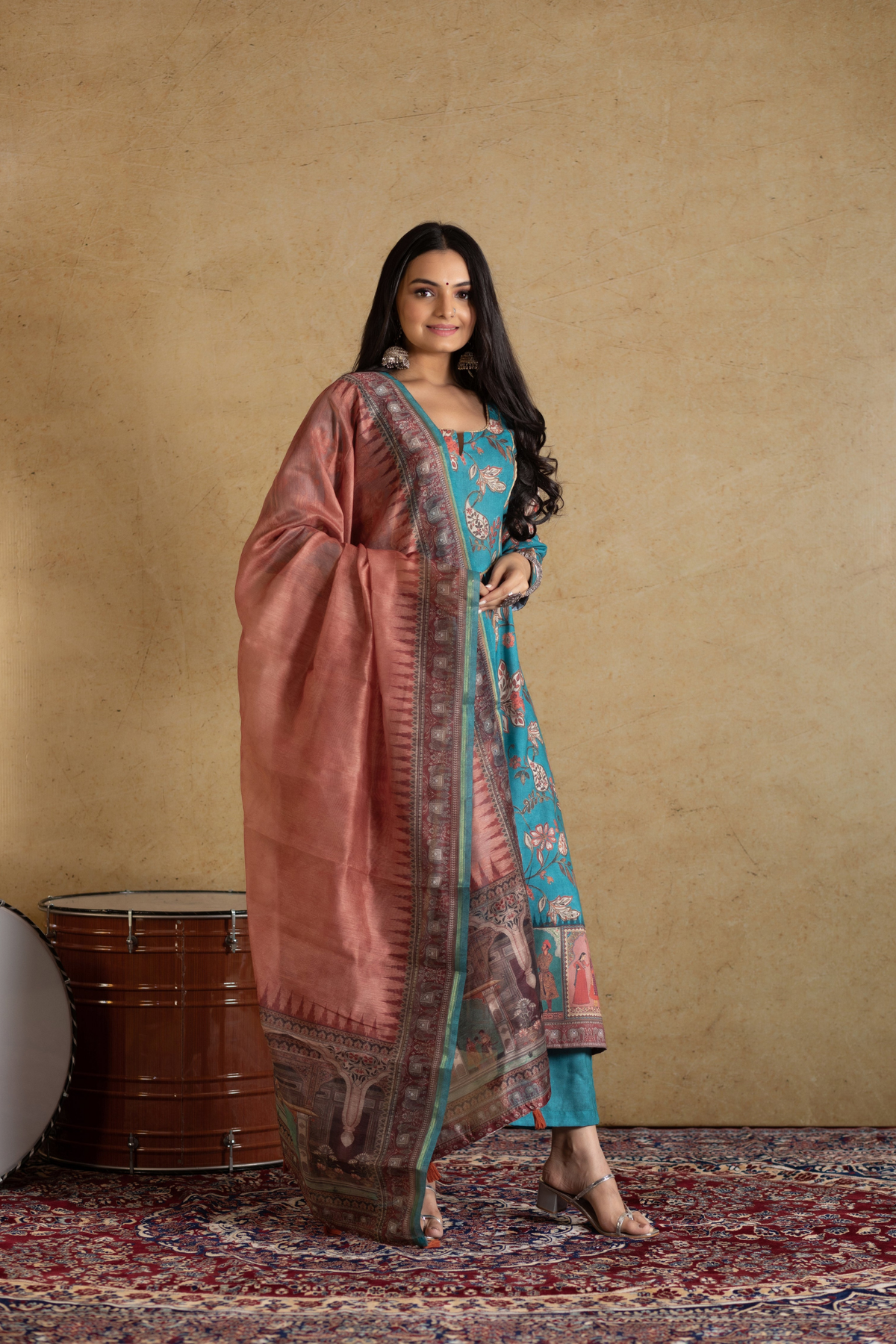 Keerat Kalamkari Dupatta-Dupatta-Ekana Label
