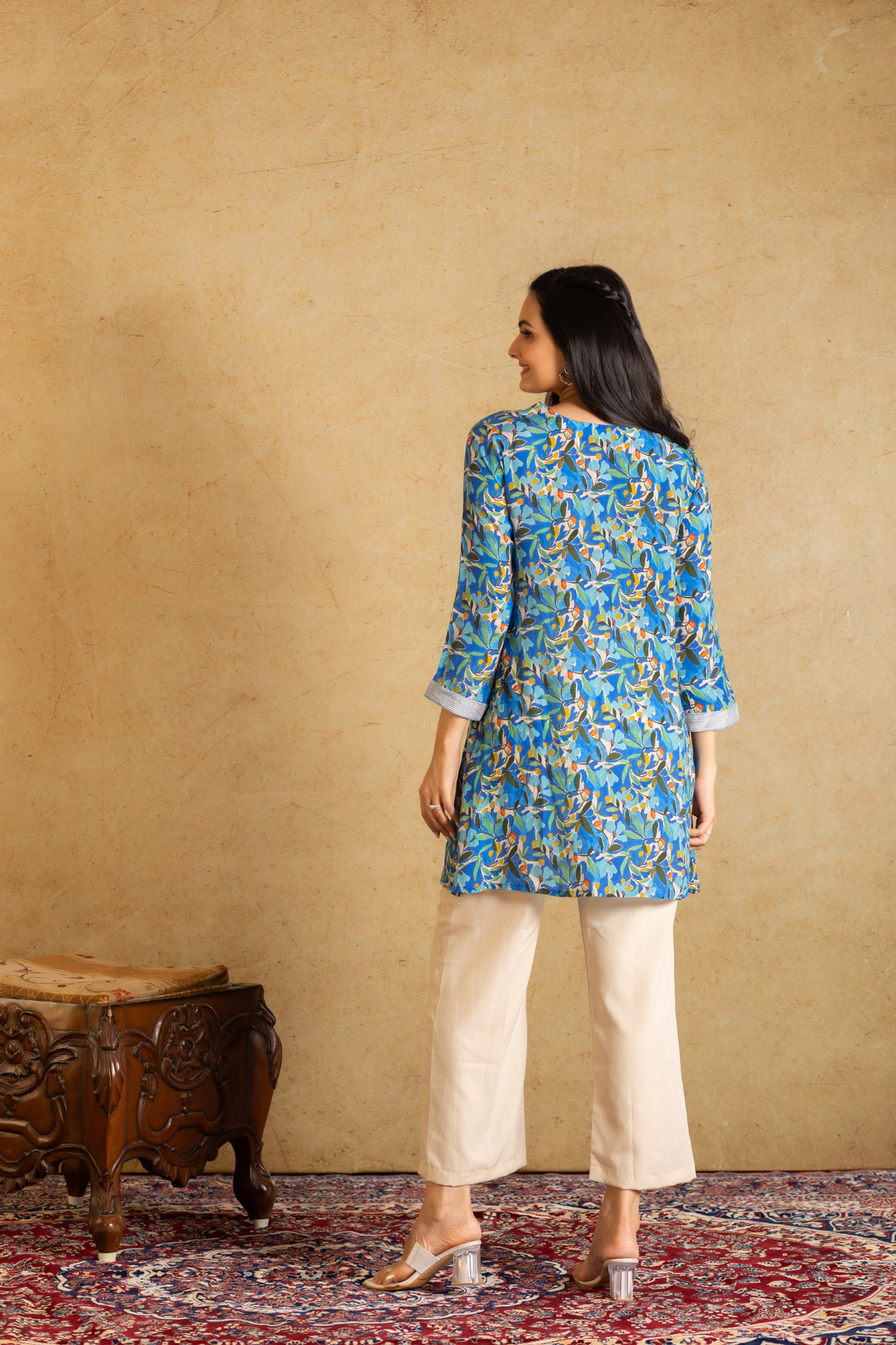 Alora Chic V-Neck Floral Top with Pant-Co-ord Set-Ekana Label