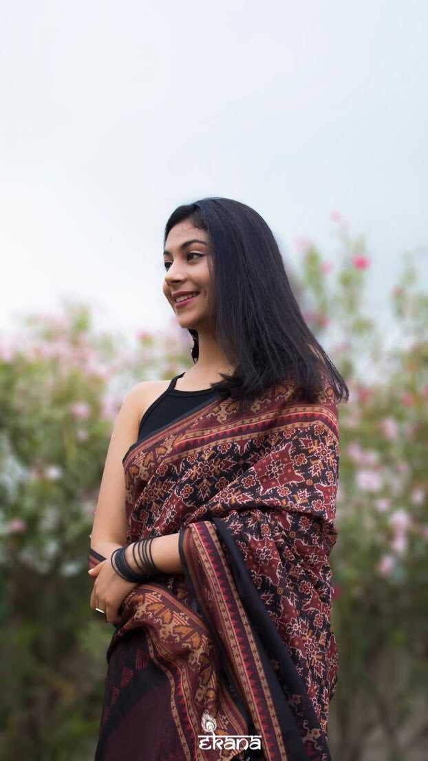 Black Beauty Patola Saree-Saree-Ekana Label