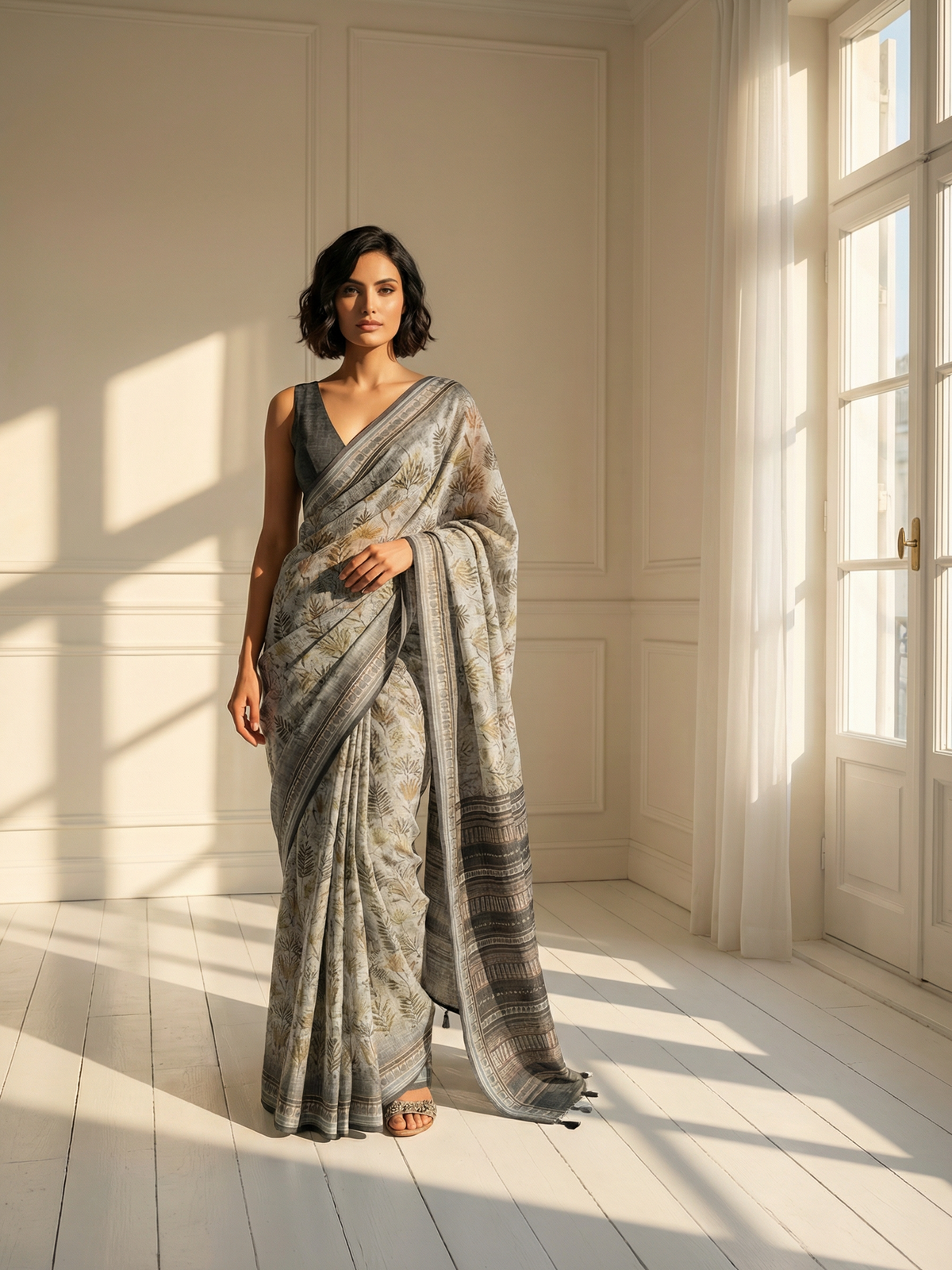 Aaliya Grey Saree-Saree-Ekana Label