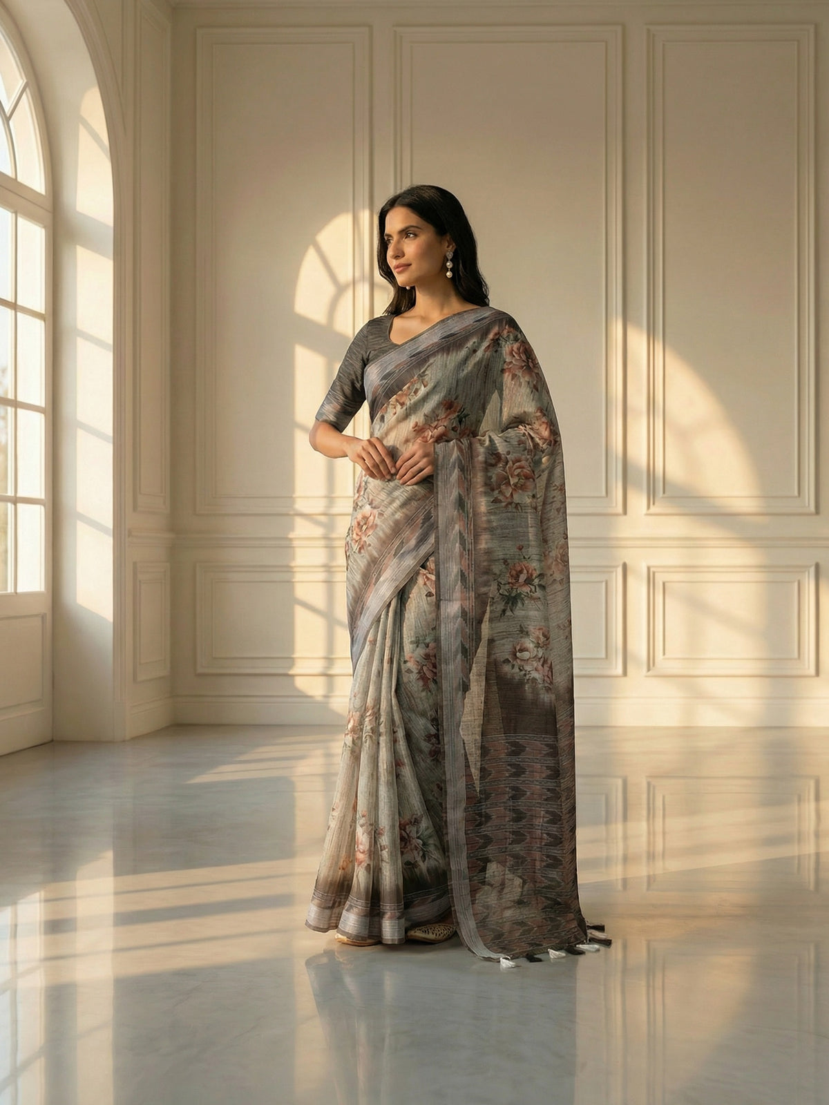 Navya Floral Saree-Saree-Ekana Label