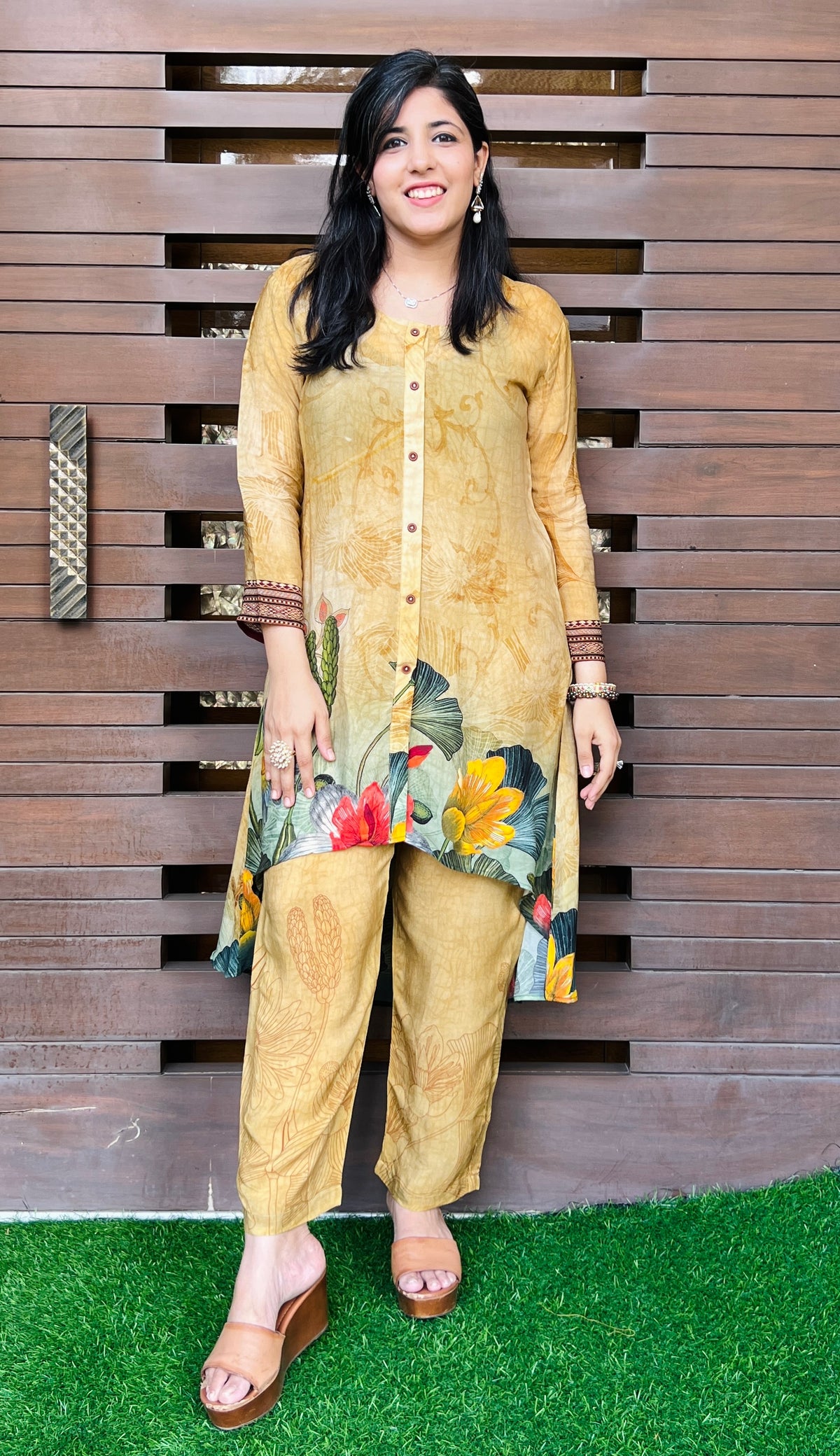 Mustard Pankhuri Co-ord Set-Western-Ekana Label