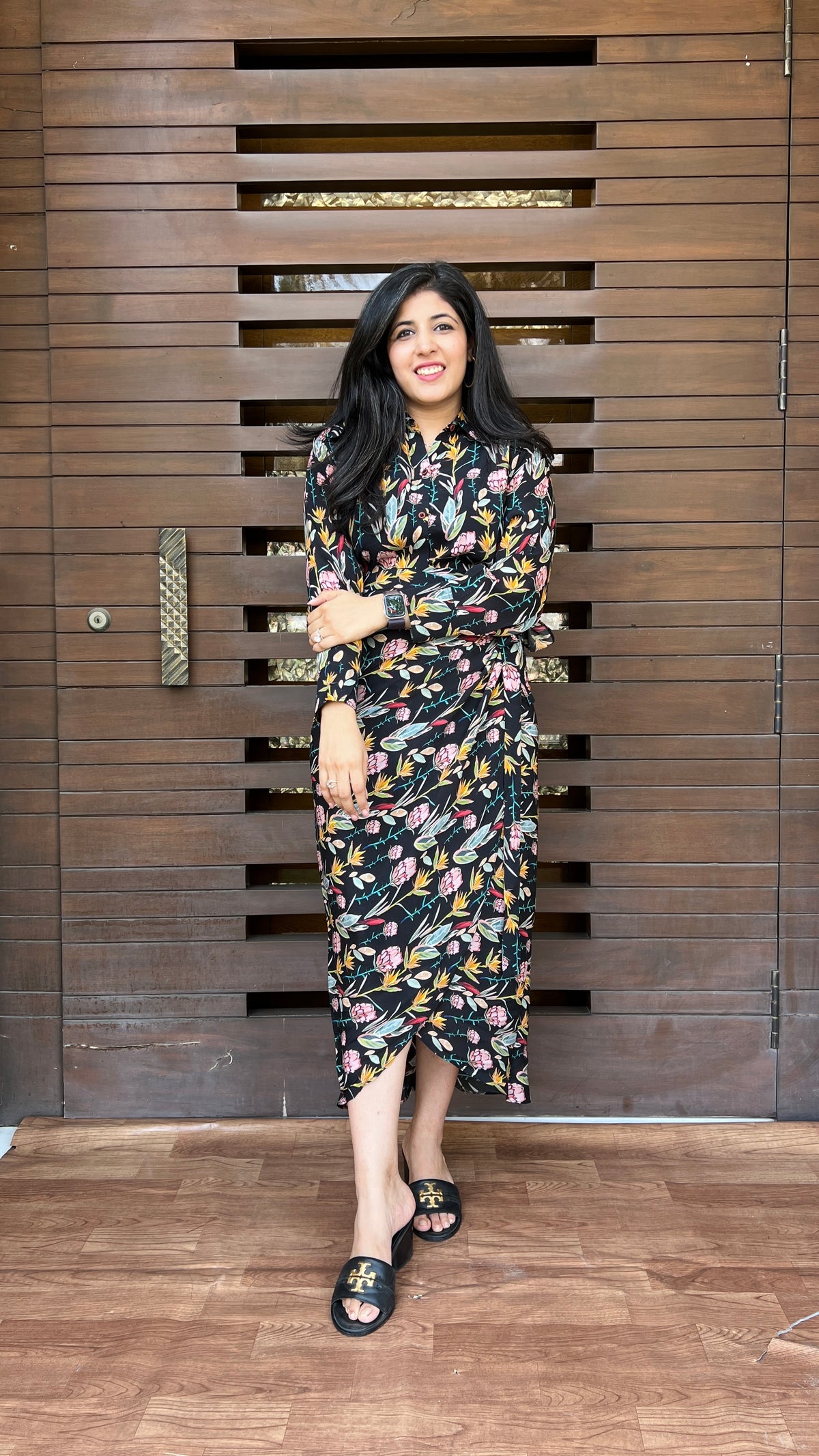 Olivia Black Wrap-around Skirt Dress-Western-Ekana Label
