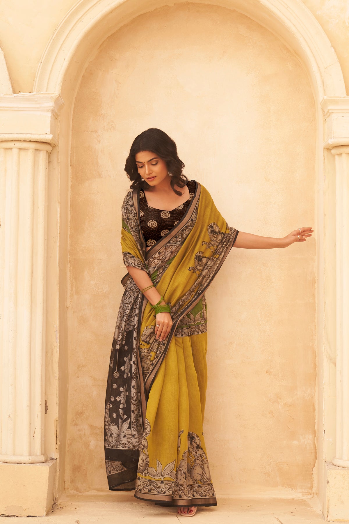 Mint Mustard Saree
