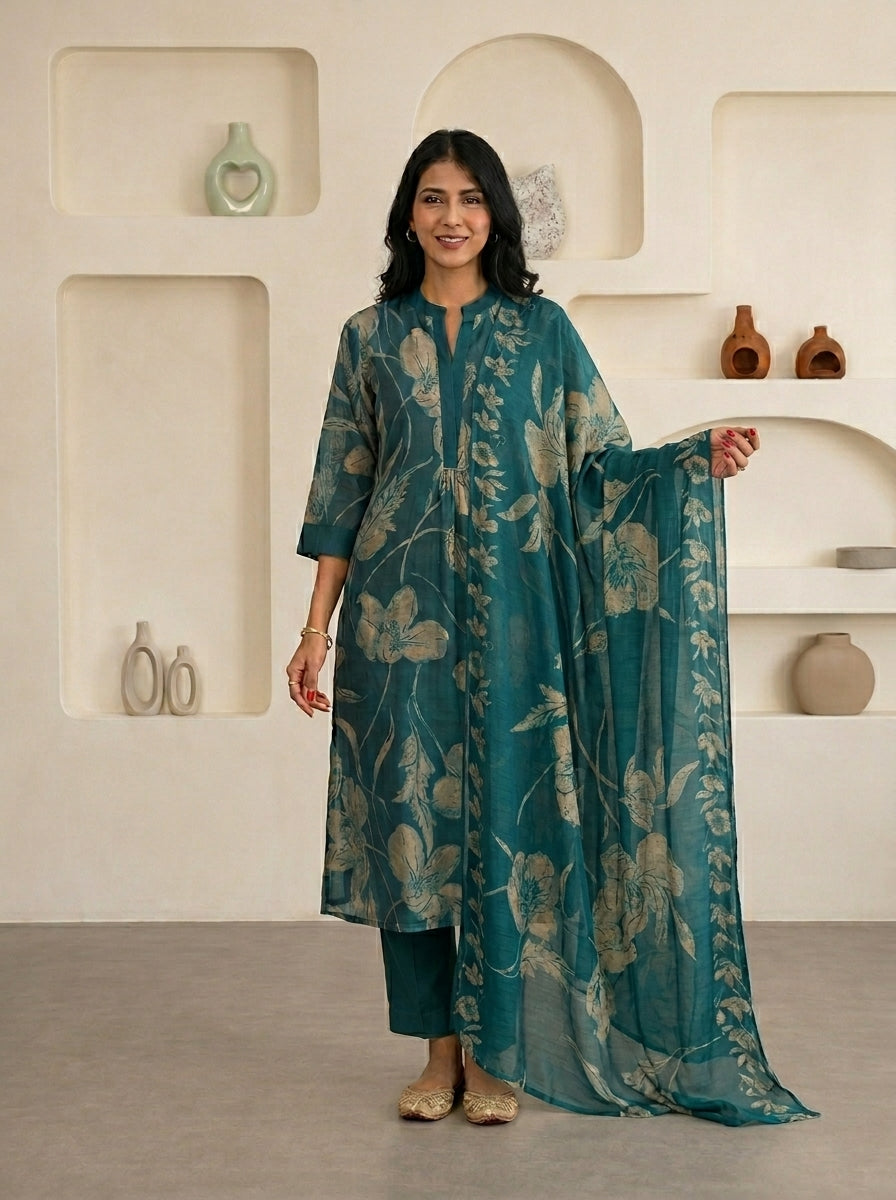 Aqua Blossom Suit Set