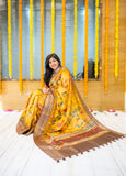 Samira Floral Yellow Checks Saree