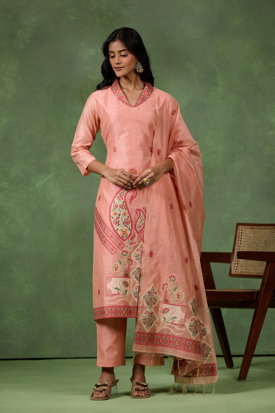 Gulmohar Peach Suit Set