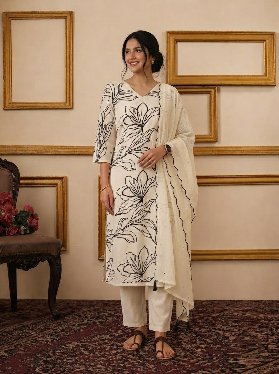 Mallika Floral Embroidered Suit Set