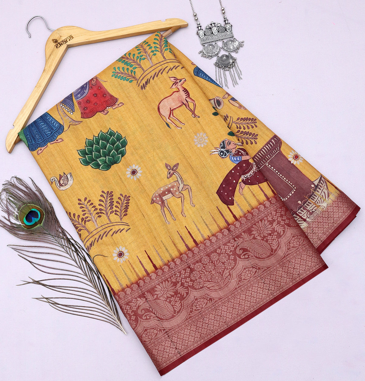 Surya Pichwai Ikkat Saree-Saree-Ekana Label